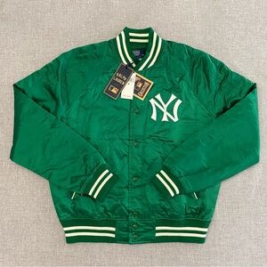 Polo Ralph Lauren X MLB New York Yankees Mens Medium Green Satin Jacket NWT